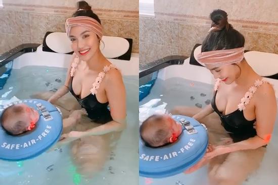 Lan Khuê tắm bồn cùng con trai, ngoại hình 'mẹ bỉm sữa' đặc biệt gây chú ý