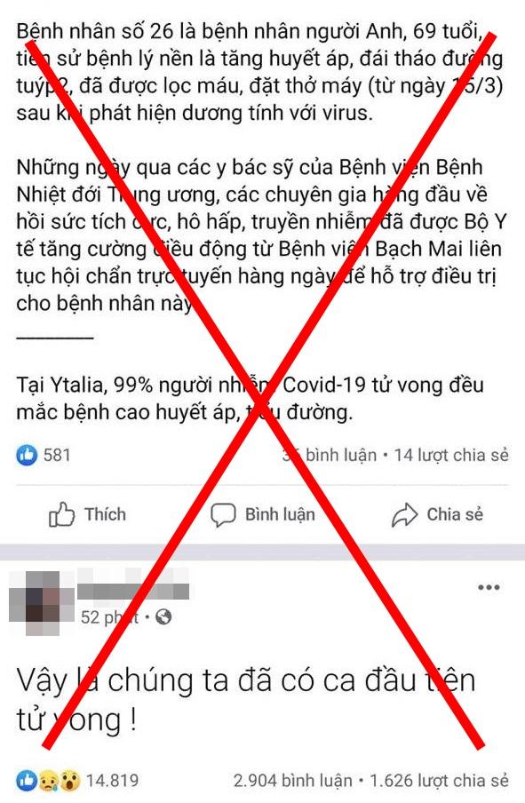 Bộ Y tế bác thông tin đang lan truyền sai sự thật về 1 bệnh nhân tử vong vì nhiễm Covid-19-1