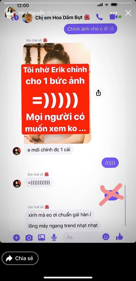 Nhờ Erik photoshop gương mặt, Hòa Minzy điêu đứng vì lợn lành thành lợn què-1