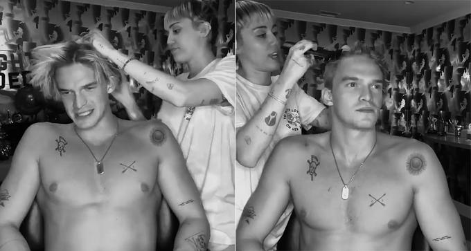 Miley Cyrus cắt tóc cho bạn trai-1