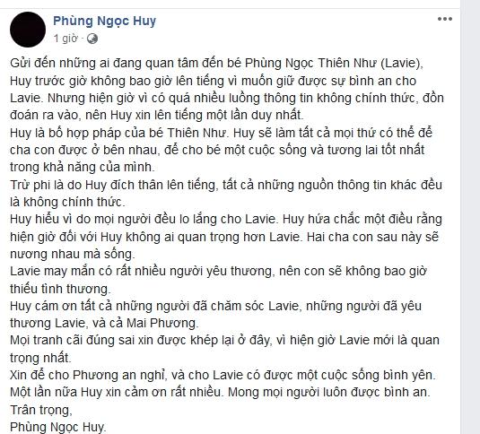 Phùng Ngọc Huy: Tôi là bố hợp pháp của bé Lavie. Cha con tôi sẽ nương nhau mà sống-3