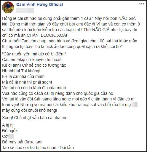 Hễ đăng status là bị chửi bới, Đàm Vĩnh Hưng xưng mày - tao và cãi tay đôi-1