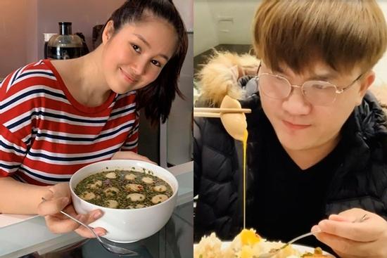 Chồng chăm con, Lê Phương đảm đang trổ tài làm món trứng lòng đào nước tương 'bất bại'