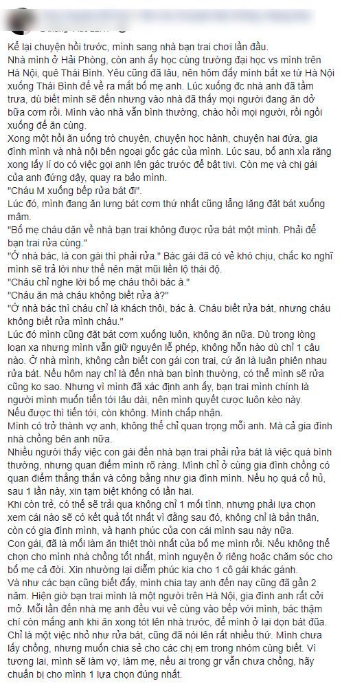 Đang ăn dở bát cơm, mẹ người yêu đã nhắc cháu xuống bếp rửa bát đi và câu trả lời gắt của cô gái-1