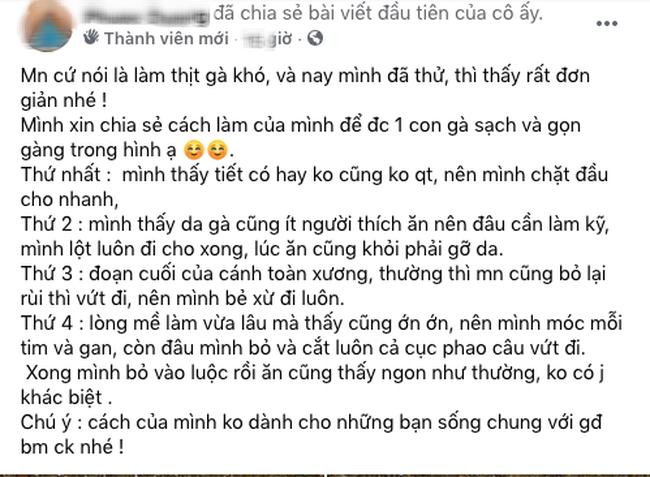 Khoe tài làm gà sạch tinh tươm, cô gái làm dân mạng suýt ngất, sợ hơn là bài chia sẻ cách làm-1