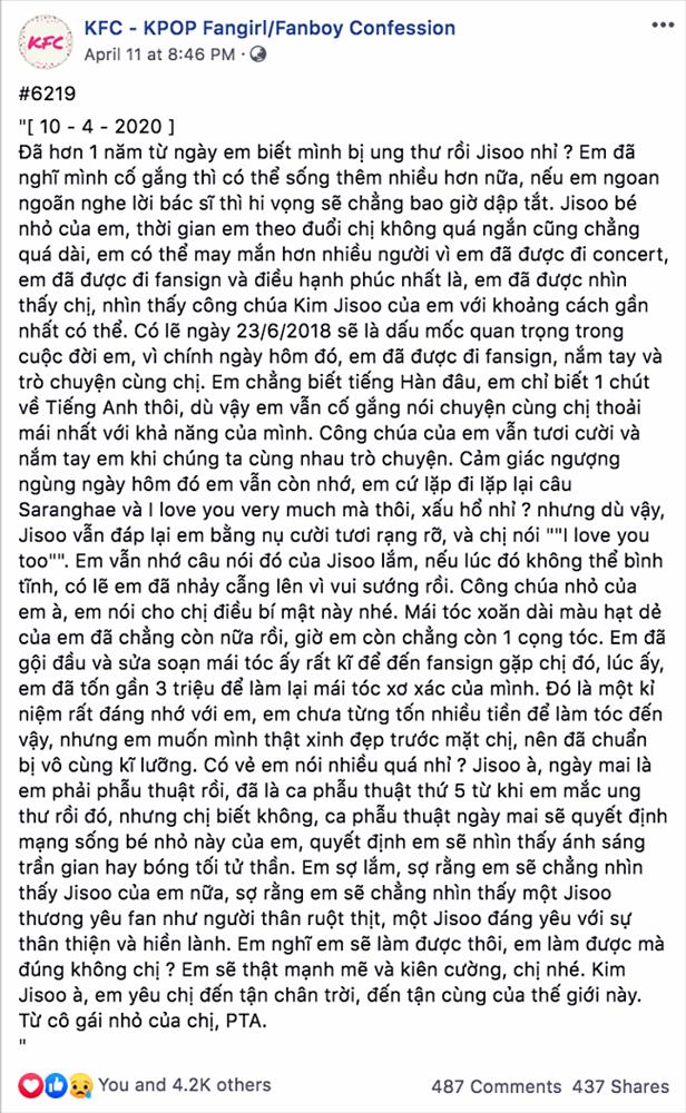 Fan Việt bị ung thư viết cho Jisoo BLACKPINK: Từ giã cõi đời ở tuổi 17 vẫn mang theo yêu thương tận cùng-2