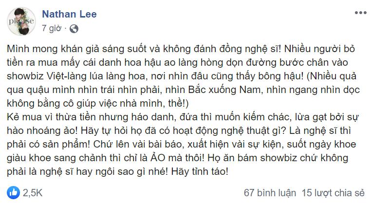 Nathan Lee chê hoa hậu ao làng không bằng người giúp việc, Thu Hoài ẩn ý đáp trả náo loạn MXH-1