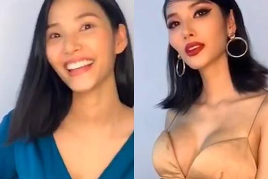 Hoàng Thùy trước và sau khi trang điểm