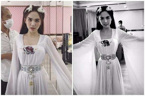 Chán hàng hiệu, Ngọc Trinh diện luôn đồ cổ trang như Tiểu Long Nữ khoe vòng eo con kiến không chỉnh sửa