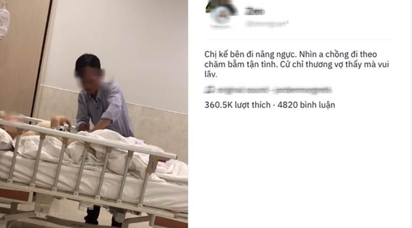 Khoảnh khắc người chồng giản dị ân cần chăm sóc vợ sau cuộc đại phẫu chỉnh sửa vòng 1 khiến chị em cực kỳ xúc động-1