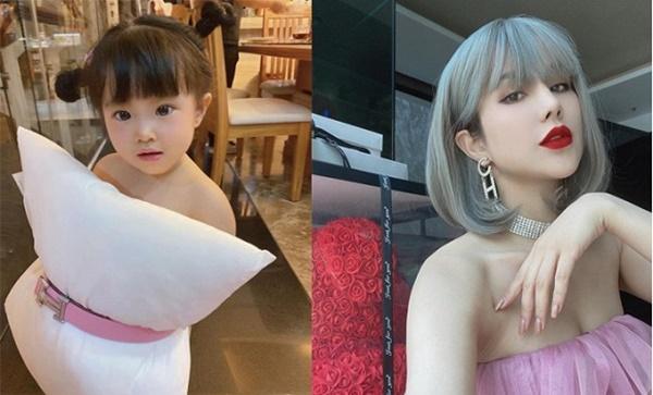 Con gái Diệp Lâm Anh cũng bắt trend chụp hình cùng gối.