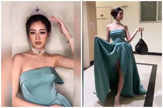 Hoa hậu Khánh Vân mặc đầm công chúa cổ tích, đội vương miện lồng lộn chỉ để đi... đổ rác