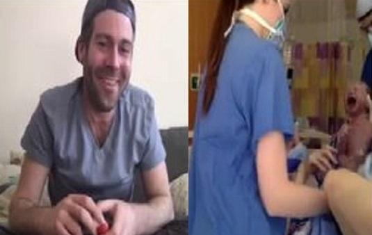 Bị cách ly vì Covid-19, người chồng thấp thỏm ngồi tại nhà theo dõi vợ vượt cạn qua ứng dụng online-1