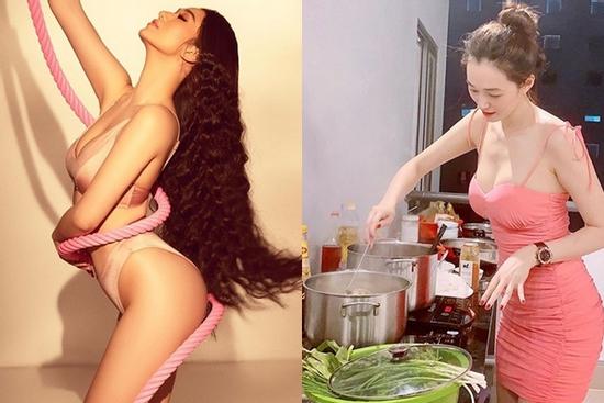 Người đẹp Khánh My bị mỉa mai ăn mặc sexy vào bếp 'làm màu'