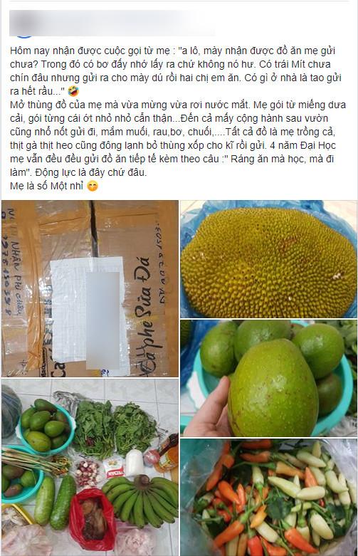 Cô gái mừng rơi nước mắt khi nhận đồ tiếp tế của phụ huynh: Từ củ hành, quả ớt... mẹ gửi lên chẳng thiếu thứ gì!-1