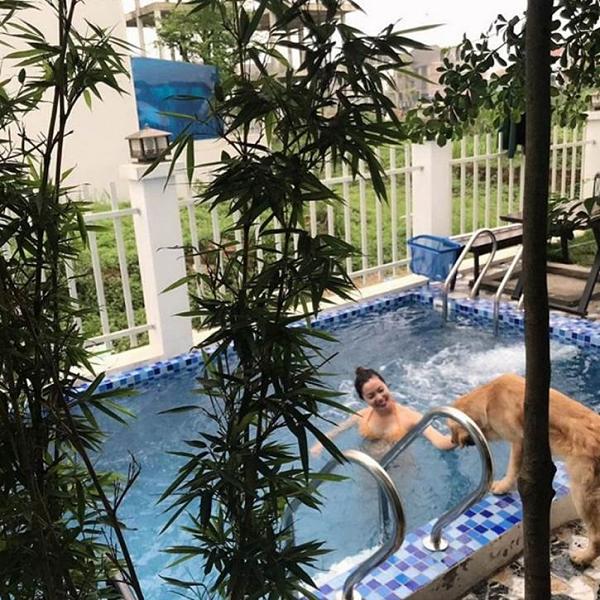 Trong nhà vườn cũng được trang bị hồ bơi vừa phải để cả nhà thỏa sức vẫy vùng.