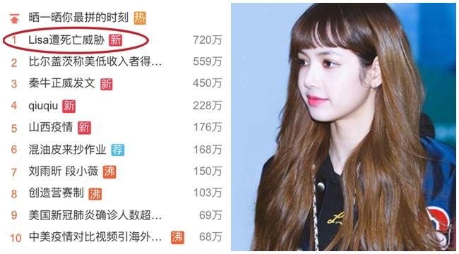 Lisa bị uy hiếp doạ giết đang ở vị trí số 1 top tìm kiếm Weibo, fan rối rít cầu xin YG Entertainment bảo vệ nữ thần tượng-1