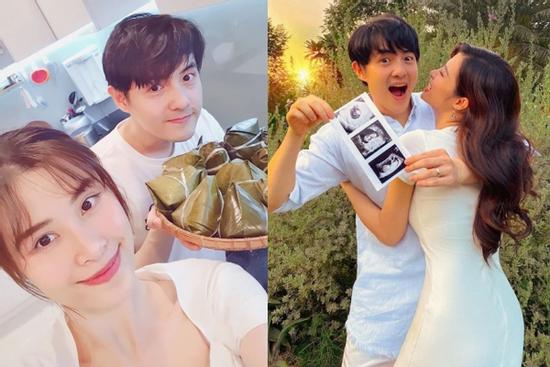 Đông Nhi mang bầu 'ăn cả thế giới' chưa tăng cân nào, ông xã lại có dấu hiệu mũm mĩm