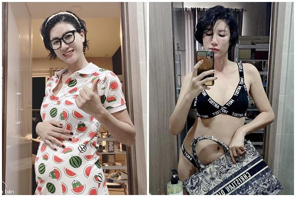 Sau khi đùa về chuyện bầu 4 tháng, Trang Trần tự tin mặc bikini khoe bụng mỡ 109 cm-7