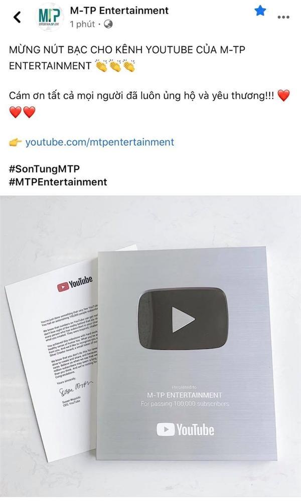 Công ty Sơn Tùng M-TP ăn mừng nút bạc Youtube nhưng lại đau đầu bởi loạt bình luận ngao ngán từ fan-1