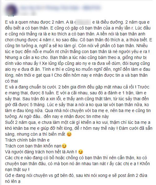 Đau xót cô gái bị chồng sắp cưới đánh sảy thai rồi đòi cưới bạn thân vì lý do: Anh đã làm cô ấy có bầu-1