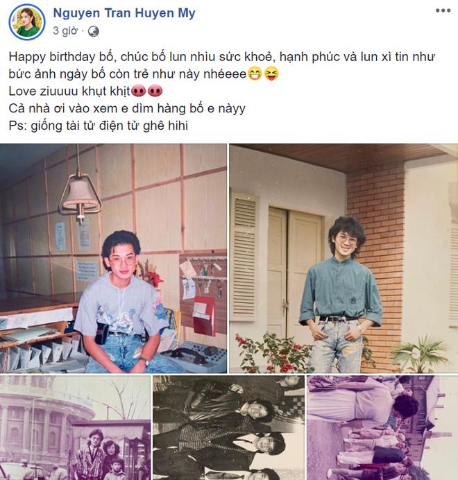 Huyền My đăng ảnh dìm hàng bố nhân dịp sinh nhật nhưng fan lại trầm trồ về phong cách tài tử Hong Kong chất lừ-1