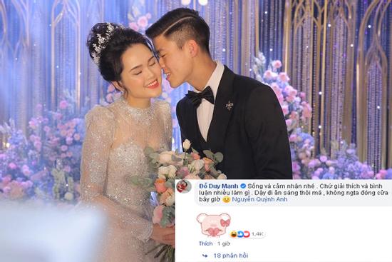 Đỗ Duy Mạnh lên tiếng động viên vợ: 'Sống và cảm nhận, giải thích nhiều làm gì'