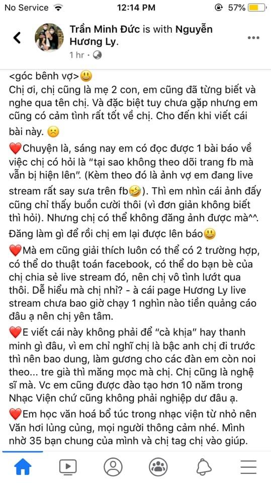 Lưu Thiên Hương bị chồng thánh nữ cover lên mặt dạy dỗ gay gắt sau status cà khịa Hương Ly-1