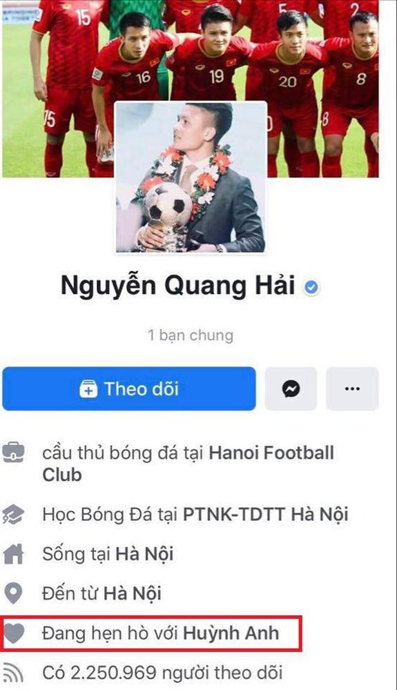 Bị tấn công chuyện yêu người mới, Quang Hải - Huỳnh Anh cùng lúc đổi trạng thái Facebook sang HẸN HÒ-2