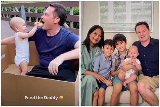 Chồng cũ Hồng Nhung vui vẻ chơi đùa cùng con trai khi ở nhà tránh dịch