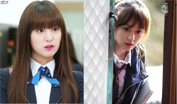 Kim Ji Won: Từng tham gia vào sitcom Gia đình là số 1 phần 3, thế nhưng đến phim The Heirs Kim Ji Won mới được chú ý. Vai tiểu thư nhà giàu, xinh đẹp và hống hách Yoo Rachel đã lưu tên người đẹp trong lòng khán giả. Sau đó, nữ diễn viên tiếp tục được khen ngợi với vai nữ sinh Ma Ji Wool trong phim hình sự, tâm lý Gap Dong. Nhan sắc nổi bật cùng cách diễn tự nhiên đã giúp mỹ nữ học đường tạo được chỗ đứng trong lòng người xem.