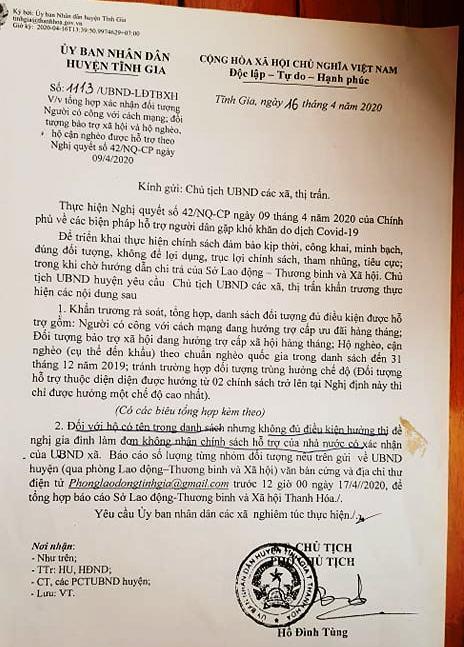 Bật mí văn bản chỉ đạo việc làm đơn không nhận hỗ trợ ở Thanh Hóa-2