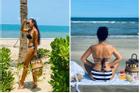 Đoan Trang diện bikini gợi cảm phơi nắng trên bãi biển