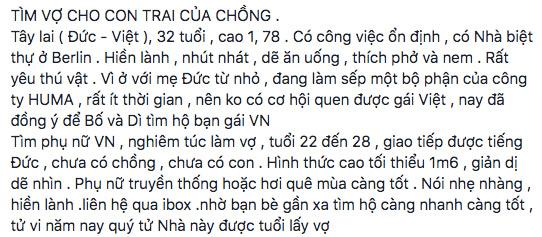 Người phụ nữ tuyển vợ cho con chồng Việt lai Đức: Mong tìm con dâu truyền thống, hơi quê mùa càng tốt-1