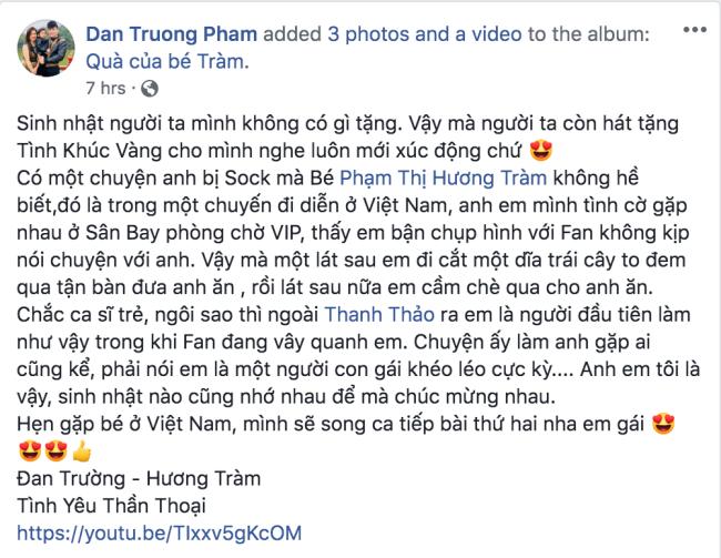Sinh nhật Hương Tràm mà Đan Trường lại được tặng quà mới hay-1