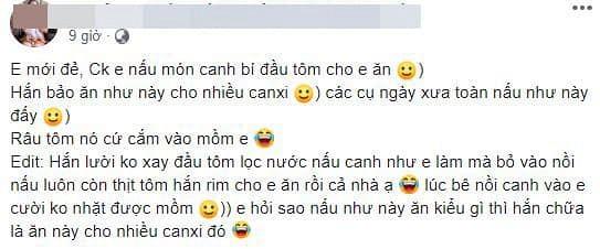 Chồng trổ tài nấu râu tôm với bầu cho vợ mới sinh: Người cười ngặt nghẽo, kẻ khuyên nên bỏ đi vì nguy hiểm-1