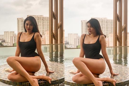 Chỉ diện đồ tắm trơn màu đen, Lan Khuê vẫn làm dân tình 'khó thở' vì thân hình nuột nà