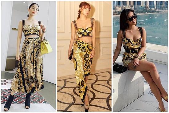 'Đụng hàng' áo bratop Versace: Lệ Quyên - Minh Hằng - Tiên Nguyễn lên sóng 3 phong cách khác nhau