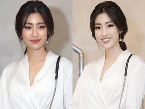 Khác hẳn ở bức ảnh đủ ánh sáng và đã được chỉnh sửa chỉn chu, Đỗ Mỹ Linh mất điểm vì gương mặt bóng dầu.