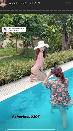 Ngọc Trinh khoe ảnh bikini với những góc chụp hiểm tại bể bơi nhưng hóa ra nhờ công 1 người-6
