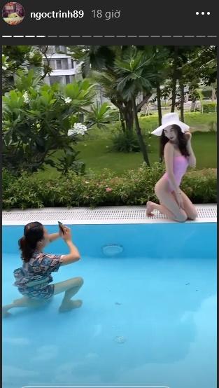 Ngọc Trinh khoe ảnh bikini với những góc chụp hiểm tại bể bơi nhưng hóa ra nhờ công 1 người-8
