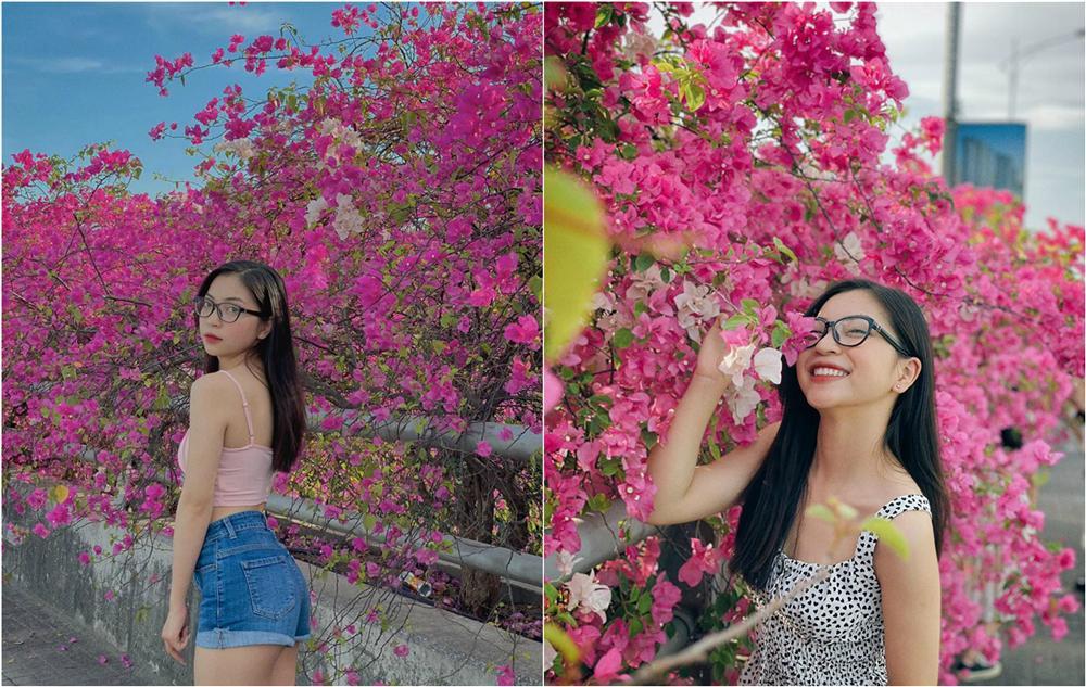 Bạn gái cũ Quang Hải tạo dáng xinh đẹp trên con đường hoa giấy nổi khắp mạng xã hội-1