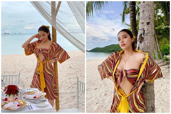 Hoa hậu Kỳ Duyên lại 'phanh ngực áo' phô diễn vòng một hững hờ