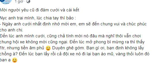 Hí hửng mời người yêu cũ dự đám cưới, thanh niên nhận phong bì rồi ngã ngửa-1