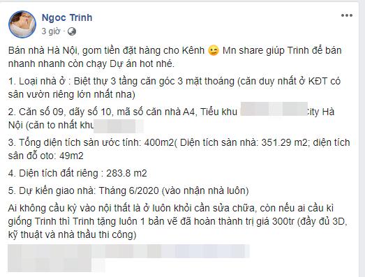 Ngọc Trinh rao bán biệt thự 400m2 tại Hà Nội-1