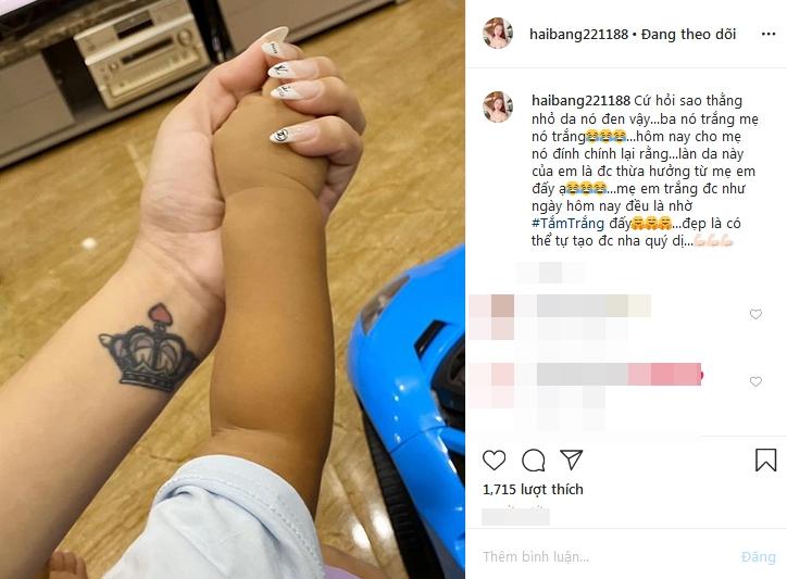 Hải Băng thừa nhận tắm trắng, quý tử da đen vì di truyền gene mẹ-3