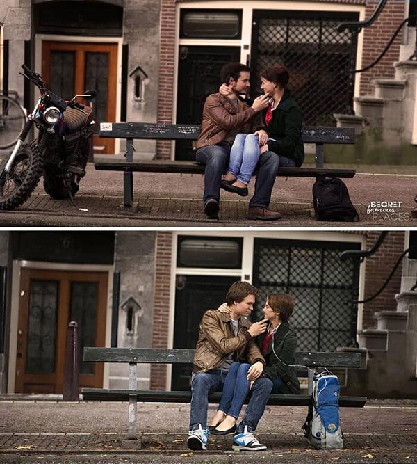 Khi ở Amsterdam, Hà Lan, cặp đôi tìm thấy vị trí chính xác để chụp lại cảnh trong phim The Fault in Our Stars.