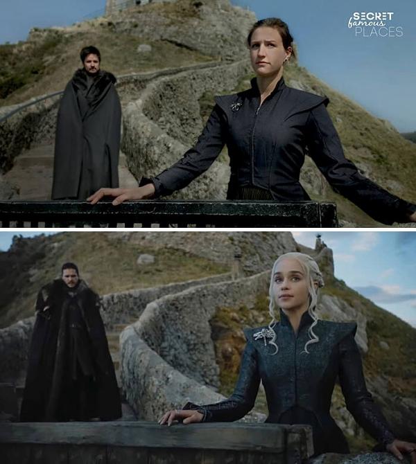 Đôi trẻ đến một hòn đảo nhỏ ngoài khơi phía bắc Tây Ban Nha và tái hiện cảnh nổi tiếng trong phim Game of Thrones có Jon Snow (Kit Harrington thủ vai) và Daenerys Targaryen (Emilia Clarke).