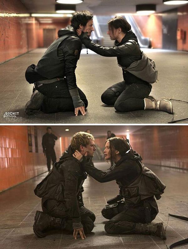 Khi trạm tàu điện ngầm Berlin - nơi quay The Hunger Games: Húng nhại - bị đóng cửa, Judith và Robin đã tìm một bối cảnh tương tự để chụp lại cảnh này.