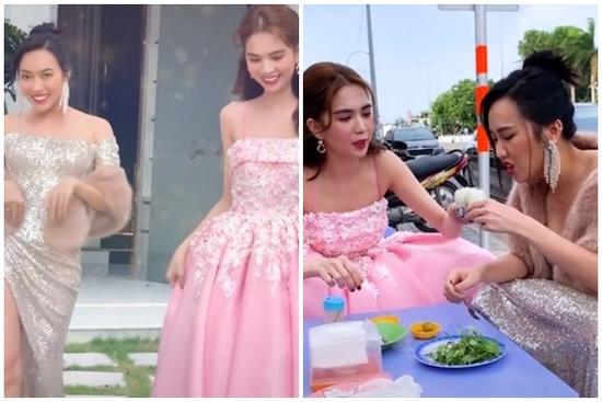 LẦY VÀ LỐ như Ngọc Trinh - Diệu Nhi: Đi ăn hột vịt lộn cũng diện hẳn đầm dạ hội